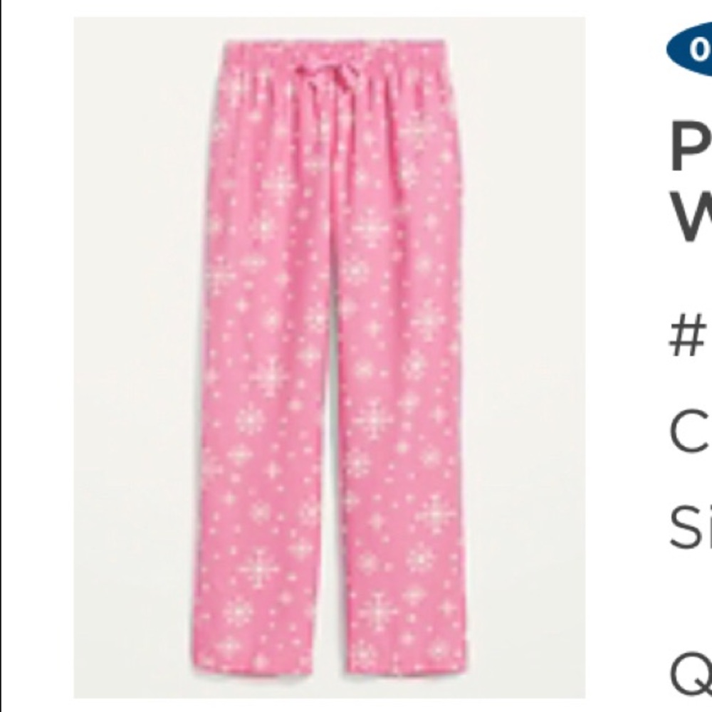 Old Navy Pink Snowflake Pattern Flannel PJ Pants